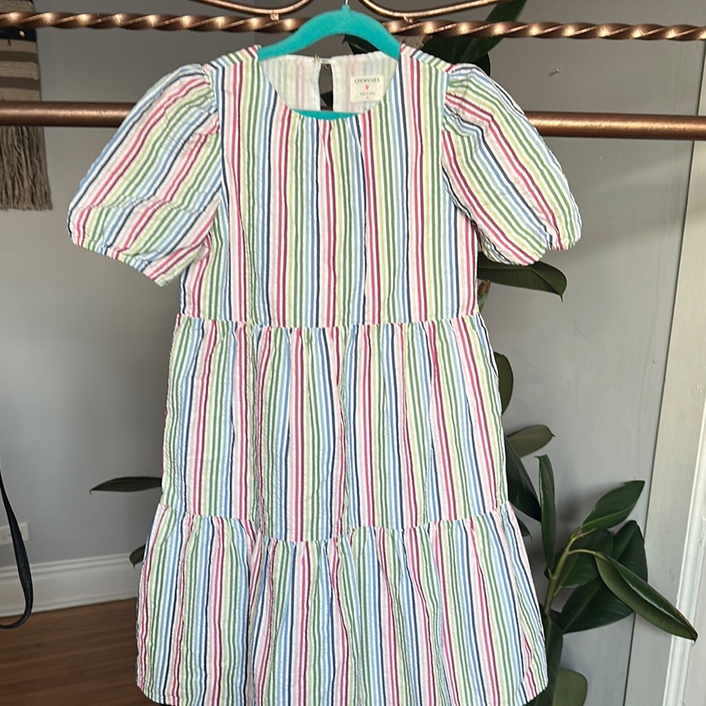 Crewcuts Stripe Casual Sundress with Puff Sleeves